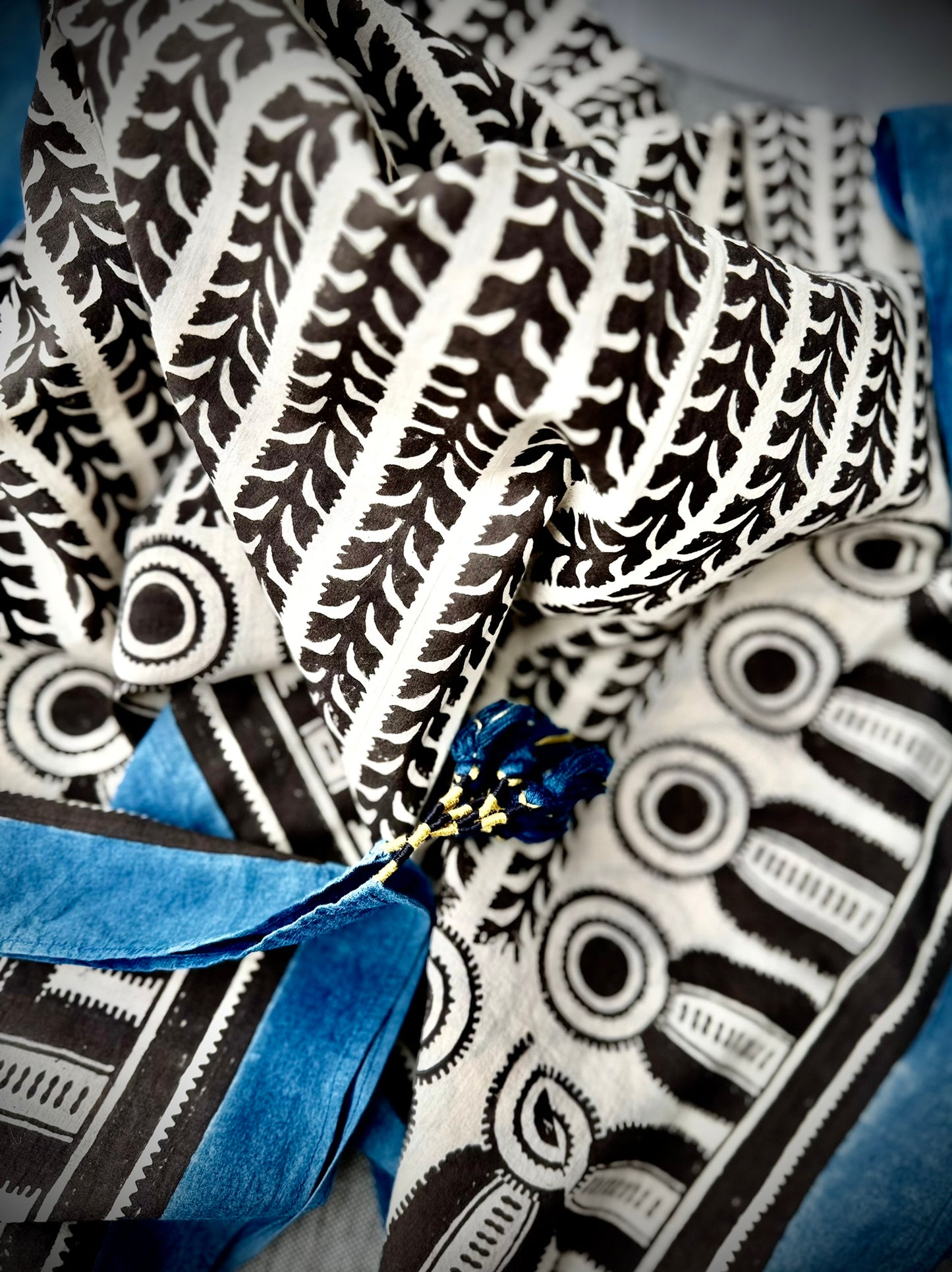 Neel – chusta bawełniana premium, indygo i block print