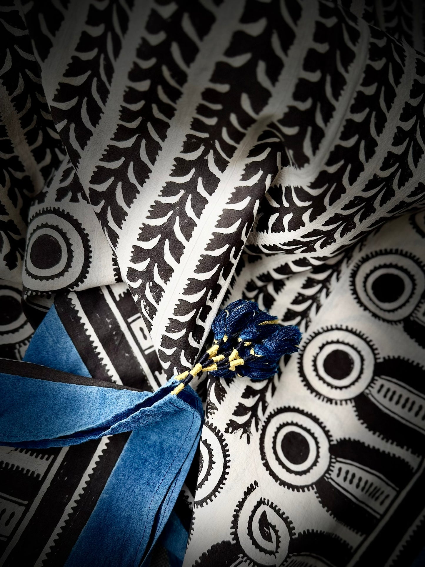 Neel – chusta bawełniana premium, indygo i block print