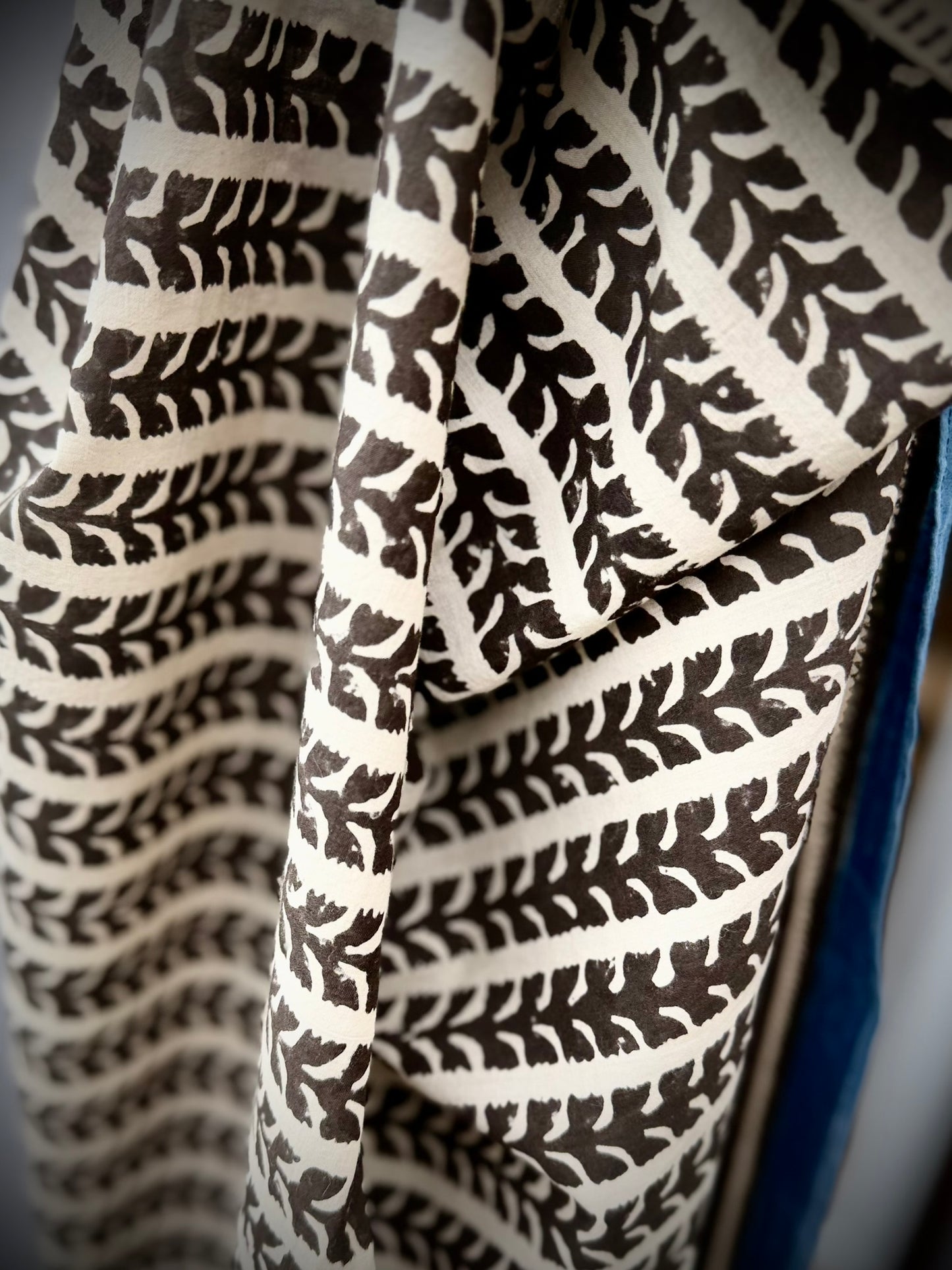 Neel – chusta bawełniana premium, indygo i block print