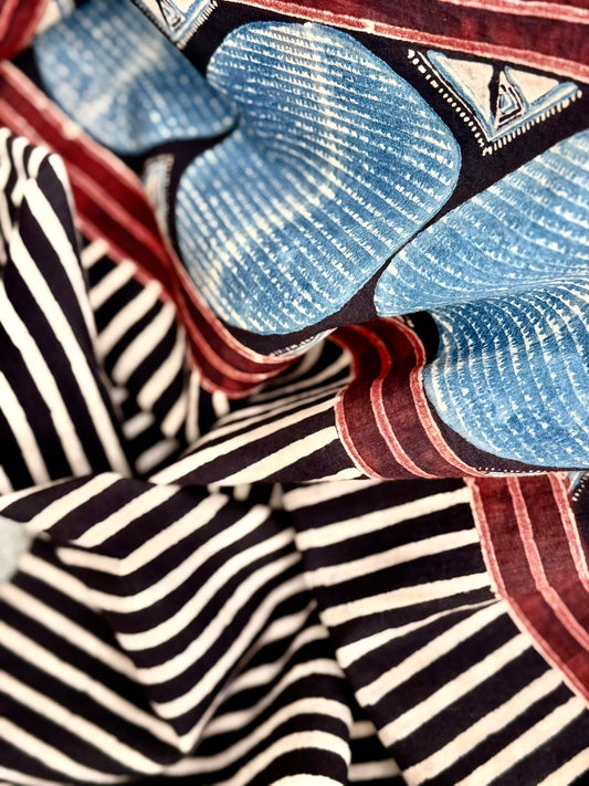 Chandra – chusta bawełniana premium, indygo i block print