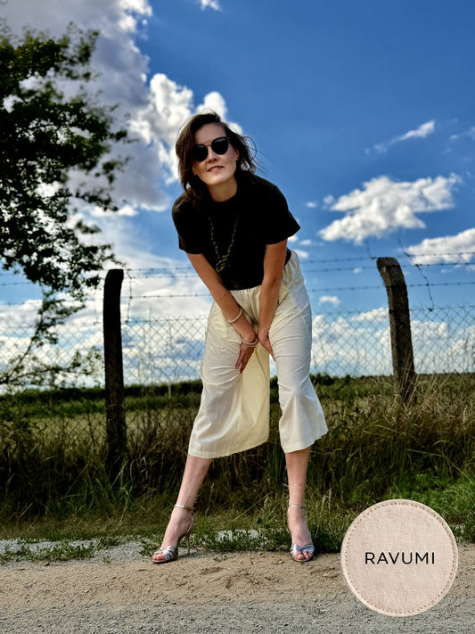 Shanti – indyjskie kuloty bawełniane premium, kremowe